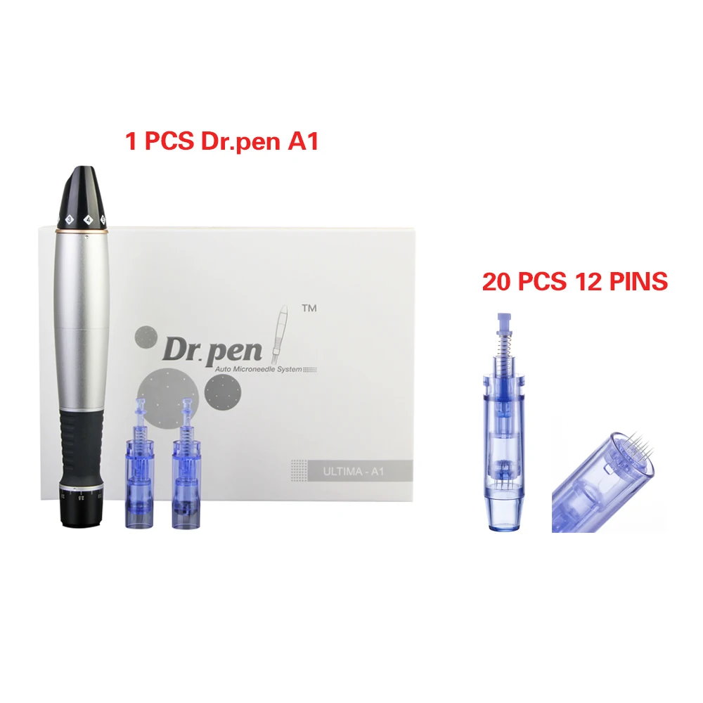 dr.pen 12 pins Dr.Pen Ultima A1 электрическая Дерма ручка с 20 микроиглами мезотерапия Автоматическая микро игла ручка микроиглальная система - Цвет: dr.pen 12 pins