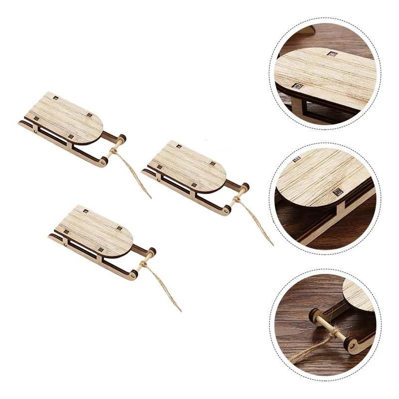 3 uds creativo delicado duradero Mini trineos port&aacute;til pr&aacute;ctico de Navidad trineo para decoraci&oacute;n de Navidad-3