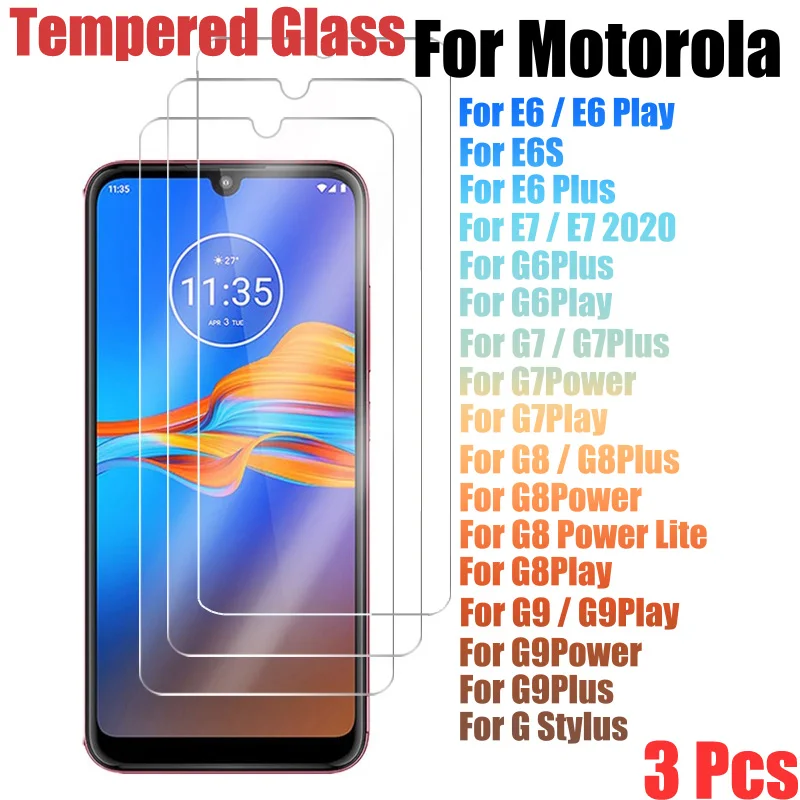 

UGI 1-3Pcs Tempered Glass Film Screen Protective Glass For Motorola Moto G Stylus G7 G8 G9 Plus PLAY Power E6 Plus Play E7 2020