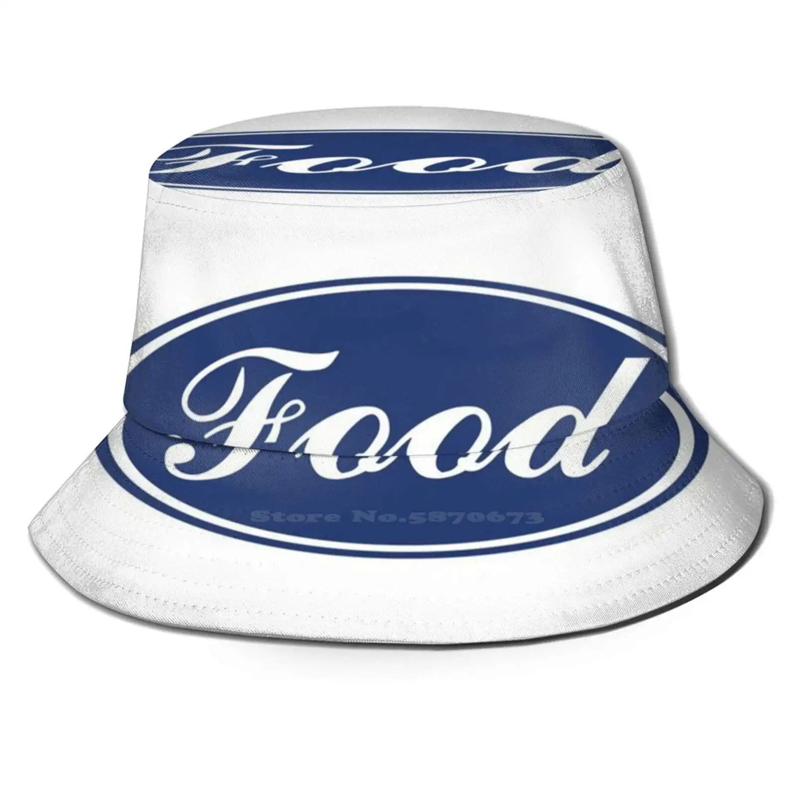 

" Food " Logo Flat Top Breathable Bucket Hats Logo Car Fun Funny Tesla Parody