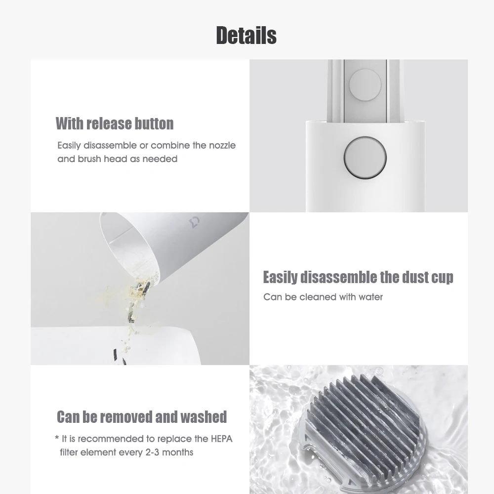 

Xiaomi Mijia Wireless Vacuum Cleaner Lite For Home Car Handheld 17KPa 45min Endurance Light Weight Triple Filtration System