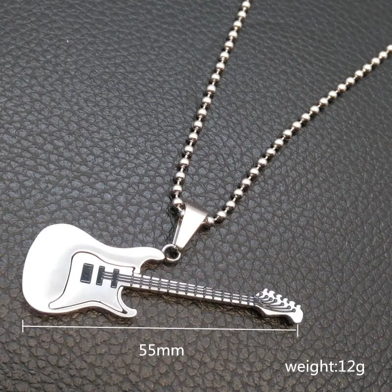 

LOOKER Fashion Women Cute Guitar Pendant Necklace Stainless Steel Fine Jewelry For GIrls Enjoy Music Wholesale 4 Colors