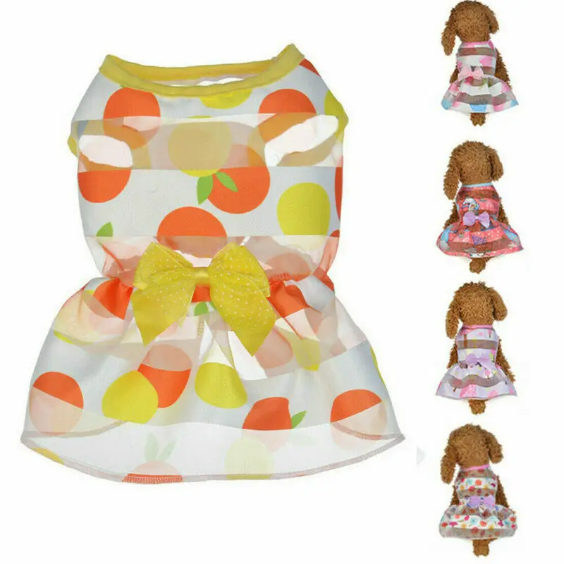 Платье принцессы для собак 5 цветов Милая юбка щенков одежда маленьких и средних