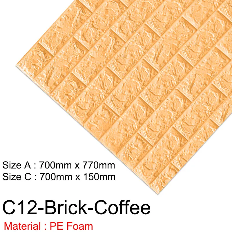 C12-Brick-Coffee 3D стикер на стену s мраморный кирпич водонепроницаемый DIY самоклеящийся Декор Фон для детской комнаты гостиная обои наклейка - Цвет: C12-Brick-Coffee