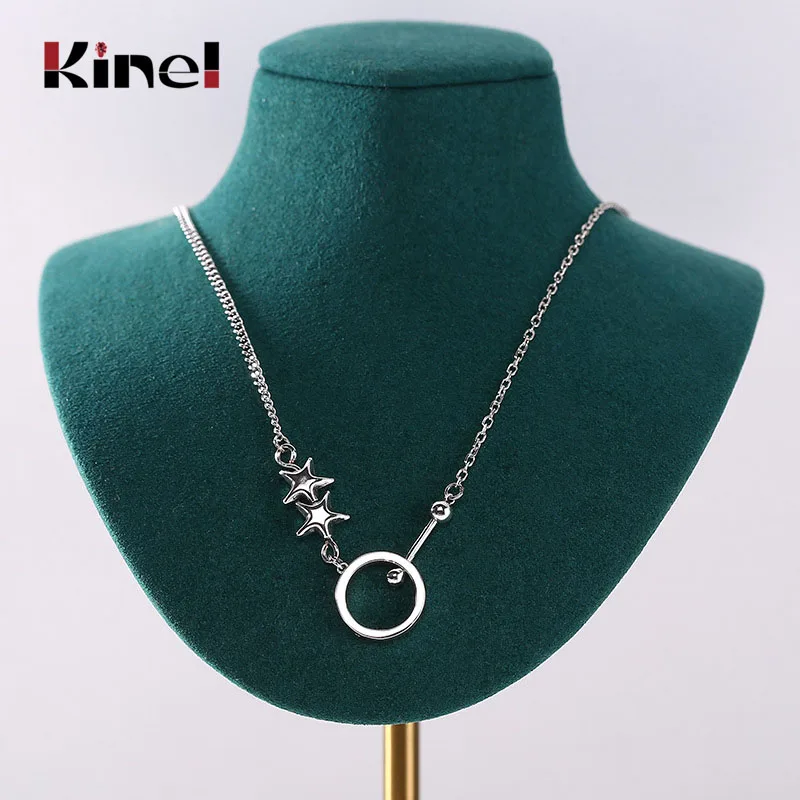 Ожерелье женское из серебра 925 пробы с круглой подвеской в виде звезды | Украшения