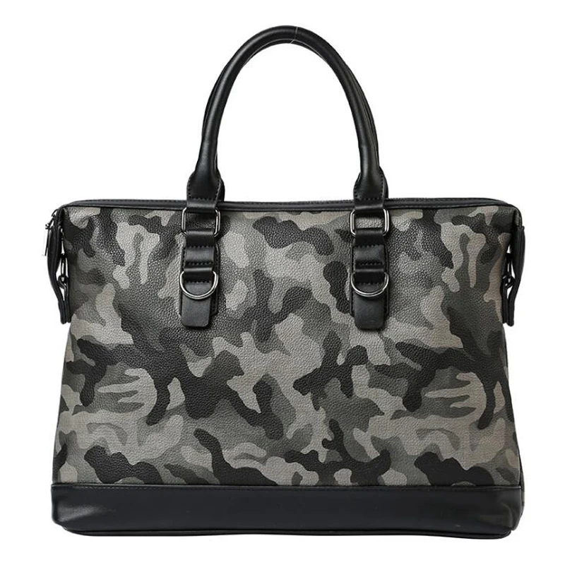 

Новые дизайнерские камуфляжные сумки, Повседневная сумка через плечо, мужские сумки для ноутбука, модный кожаный портфель в стиле пэчворк, ...