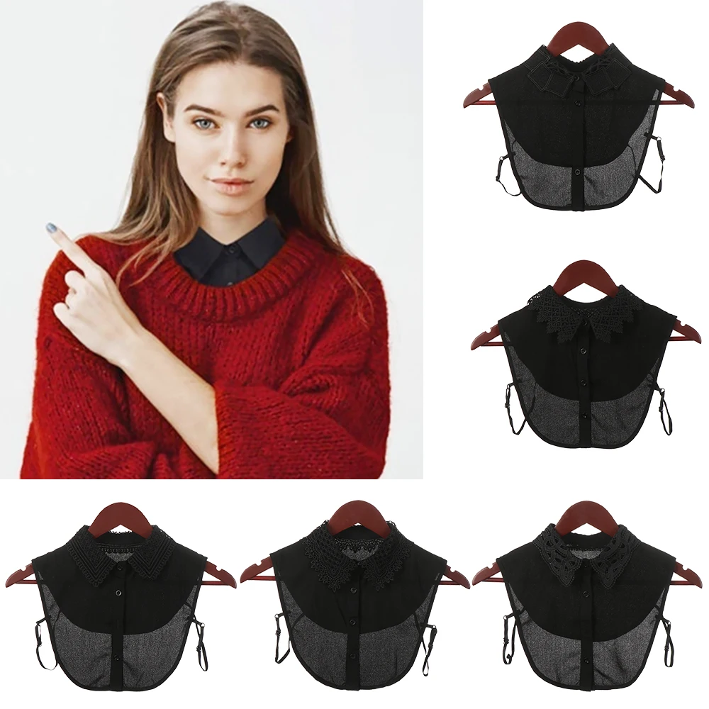 

1 piece classic shirt fake collar retro removable chiffon lace lapel shirt fake collar women clothes accessories