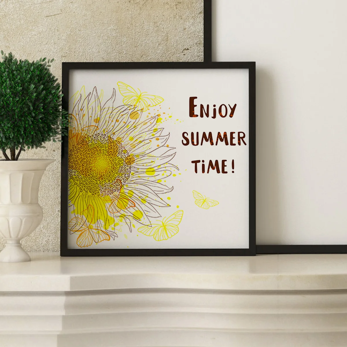 

Yellow Sunflower Butterfly Wall Art Canvas Painting Enjoy Summer Time Posters And Prints Nordic Wall Pictures Living Room Decor