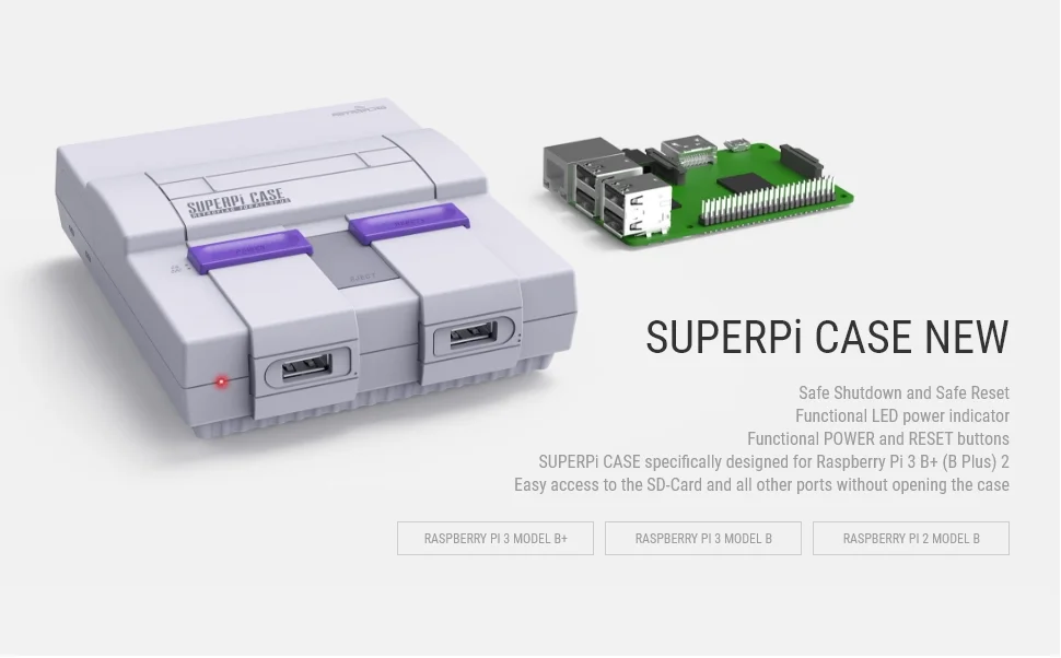 Retroflag SUPERPi CASE-U с охлаждающим вентилятором+ радиатор для Raspberry Pi 3B Plus(3B+)/3B