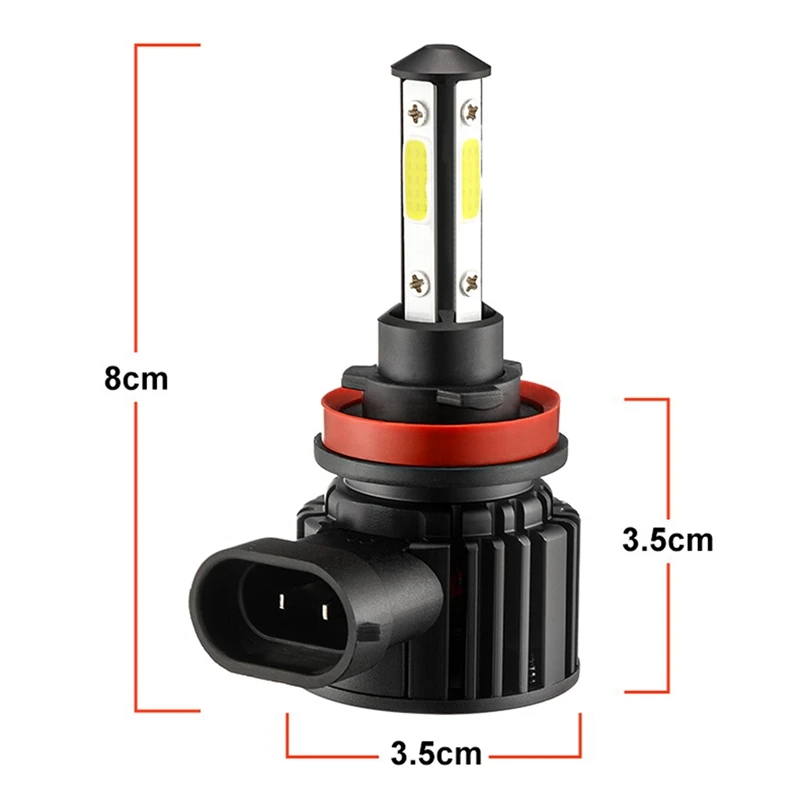 

NEW-4Pcs Combo H11+H7 4-Side LED Headlight Bulb Kit High Low Beam Super Bright 6000K Xenon White