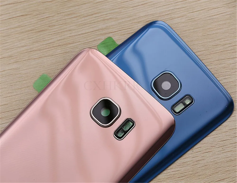 Для SAMSUNG Galaxy S7 G930F/S7 EDGE G935F Задняя стеклянная крышка батарейного отсека задняя дверь Корпус чехол Задняя стеклянная крышка с логотипом