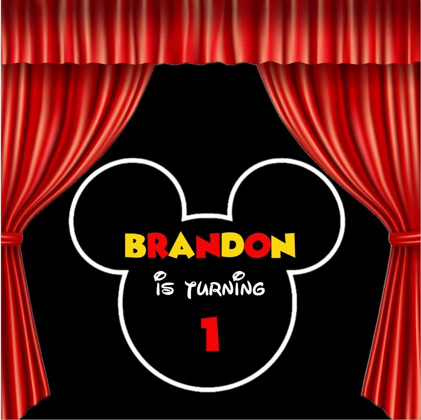 8x8FT с днем рождения Микки Маус Siluette цирк шторы DIY пользовательские фото студия