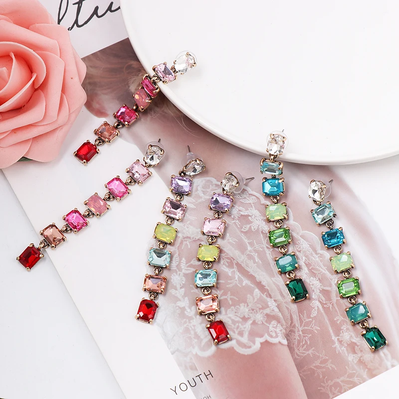 Модные Разноцветные серьги-подвески FASHIONSNOOPS с кристаллами для женщин
