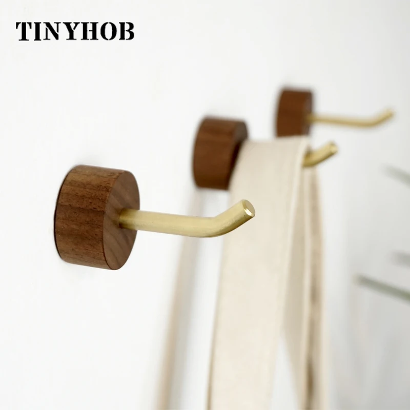 Латунный + деревянный крючок в скандинавском стиле декоративный настенный для