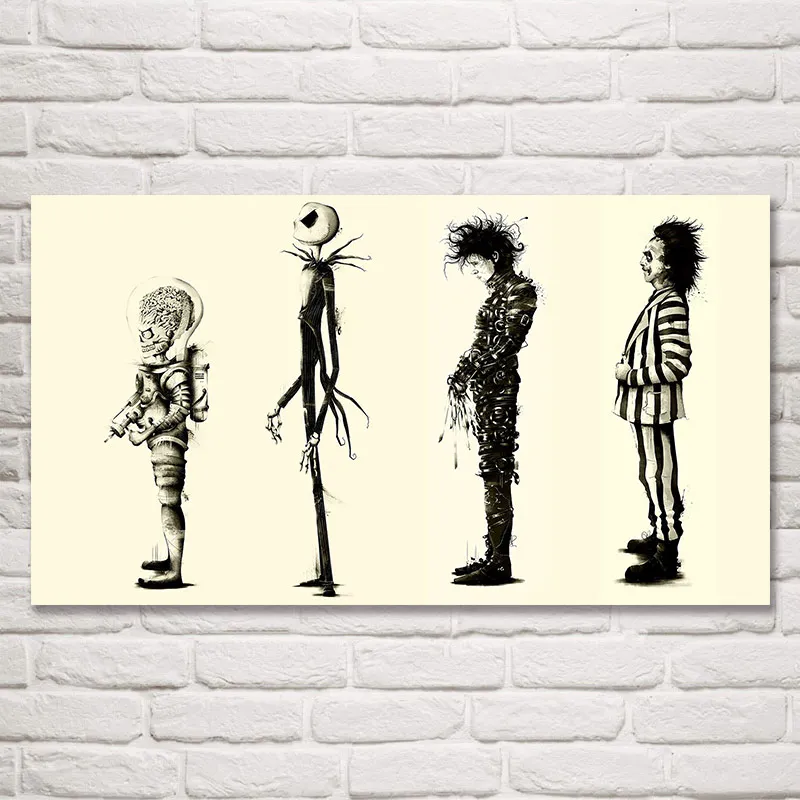 FOOCAME Тим Бертон фильмы Эдварда Scissorhands классические фотографии на домашней стене гостиной живопись искусство шелковой ткани плакаты и принты
