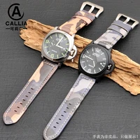 substitute panerai watch with genuine leather mens pam111 441 original camouflage leather watch strap 26 24mm