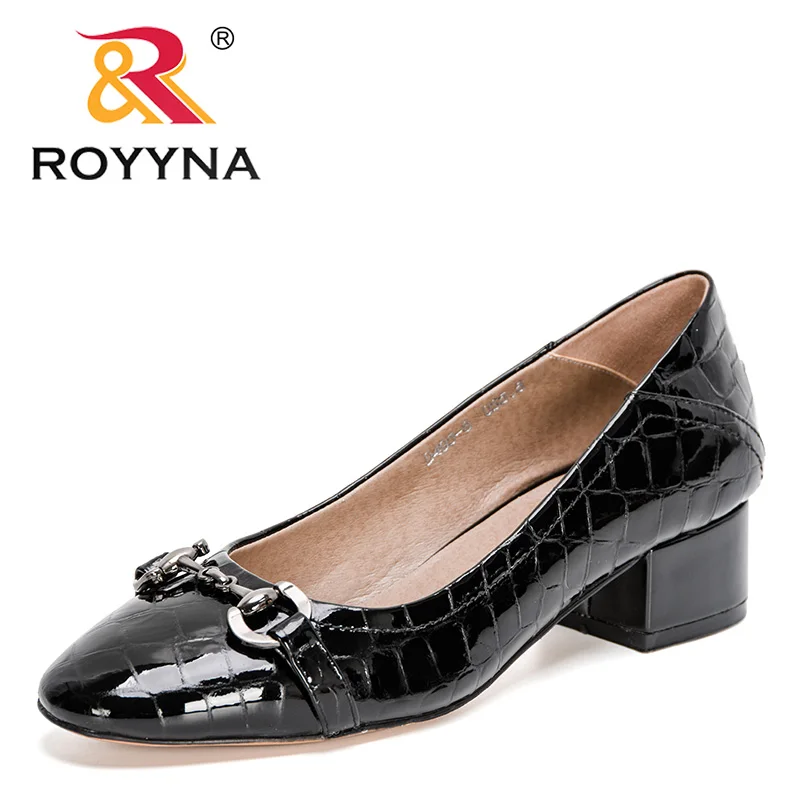

ROYYNA 2021 New Designers Fashion Heels Shoes Women Patent Leather Round Toe Pumps Woman Dress Party Office Work Shoes Feminimo