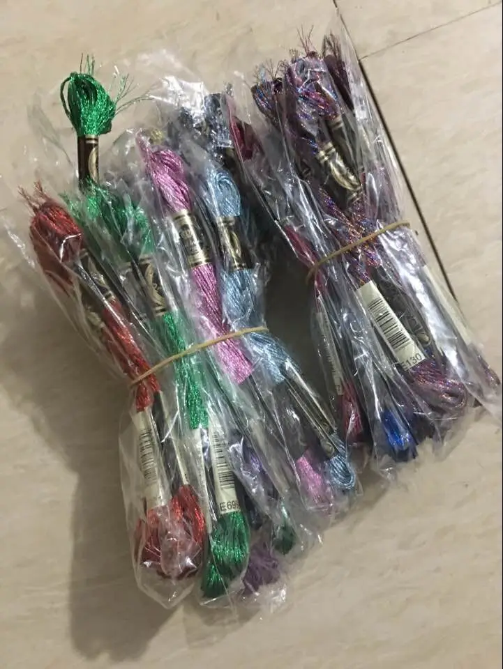 Металлическая пряжа вышивка крестиком золотые и серебряные Нитки/вышивка цвет