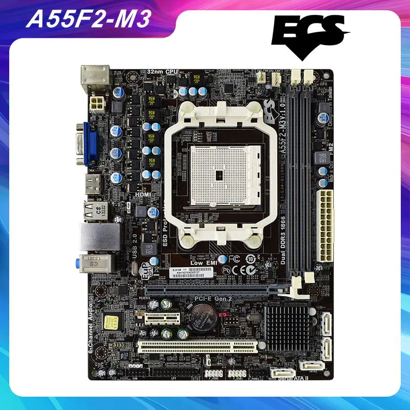 

For ECS A55F2-M3 Motherboard FM2 Motherboard DDR3 32GB RAM Support AMD A10/A8/A6/A4 Cpus AMD A55 HDMI PCI-E X16 Slot