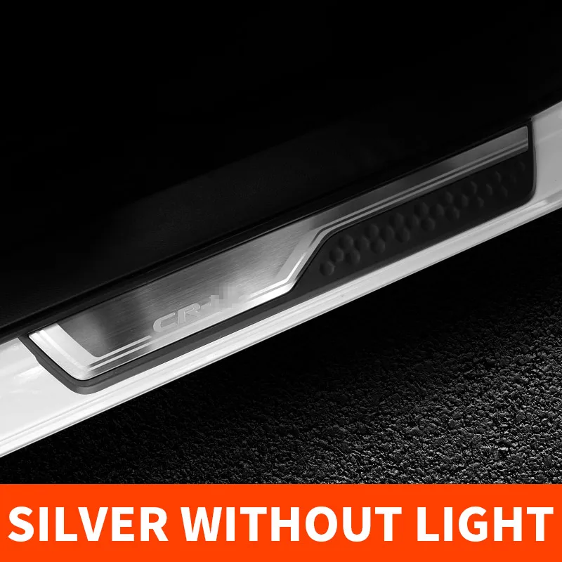 Silver LOGO 4PCS Для Honda CRV CR-V дверные педали модифицированные crv пороговые защитные полосы анти-грязный и устойчивый к царапинам корпус dec - Название цвета: Silver LOGO 4PCS
