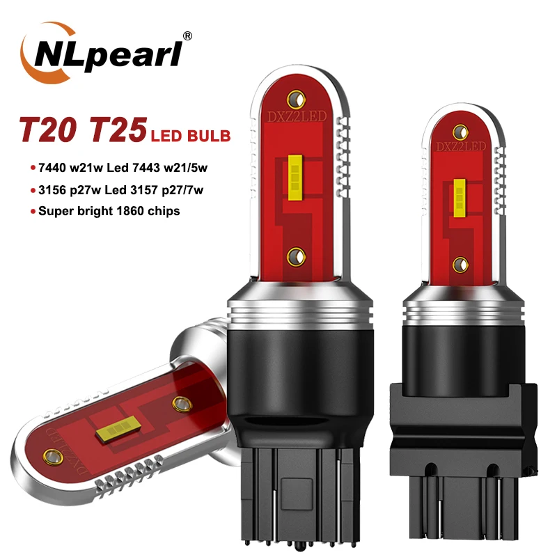 Nlpearl 1x сигнальная лампа T20 Led 7443 7440 W21w W21/5 Вт со светодиодными кристаллами для 1860SMD