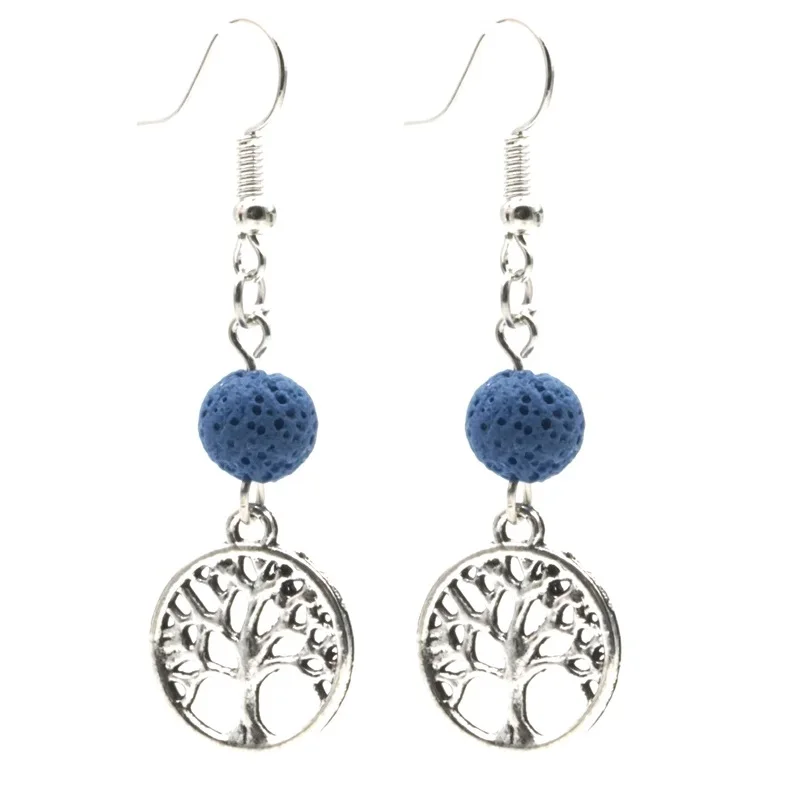 Древо жизни Висячие выемками человеческое лицо серьги-подвески цветные 8-ми мм