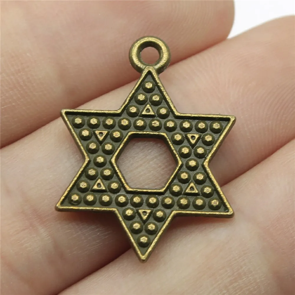 

10pcs Charms Star Of David 2 Colors Antique Bronze Color Alloy Jewelry Making Accessories 28x20mm