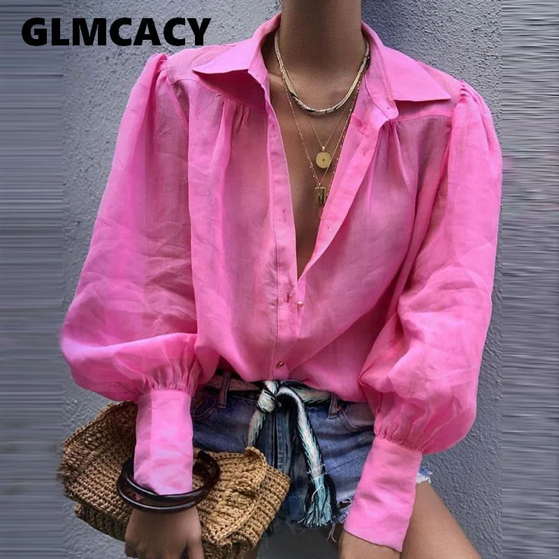Женский прочный фонарь с рукавом Повседневная рубашка Топы Блузки винтажные