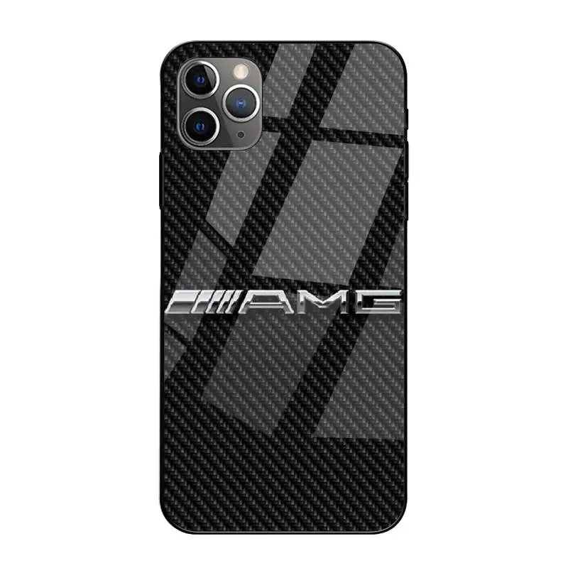 

Luxury Mercedes Benz Phone Case Tempered Glass For Iphone6plus 6S 7 7plus 8 X XS XSmax XR 11 12 Pro Max 12mini