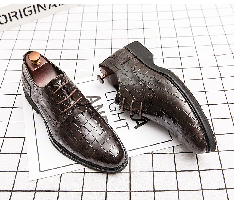Men Dress Shoes Wedding Oxford Shoes Lace-Up high quality business Casual Shoes Mens Formal Shoes Flats Party Office Shoes 38-47