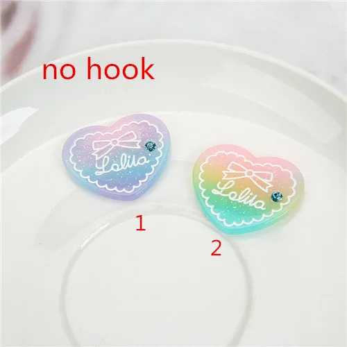 no hook 15cps/лот 31*27 мм модные блестящие плоские пластмассовые ювелирные изделия в форме сердца ожерелье Подвески на брелки для ключей для украшения своими руками - Окраска металла: no hook