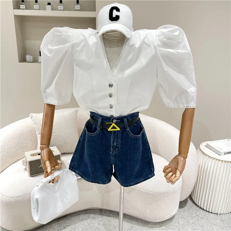 

New Women's Clothing Summer 2021 Fashion Versatile Puff sleeve top Short sleeve shirt
