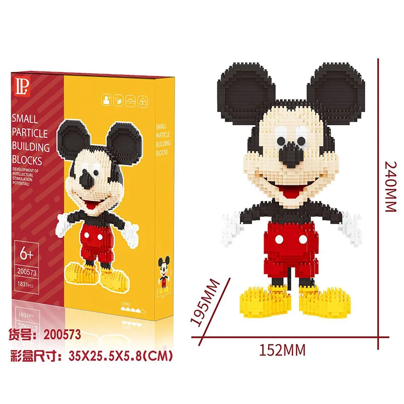 

Disney 1831pcs+ Mickey Mouse Diamond Blocks Mirco 3D Model Mouse Classic Cartoon Mini Building Bricks Figures for Bricks Toys