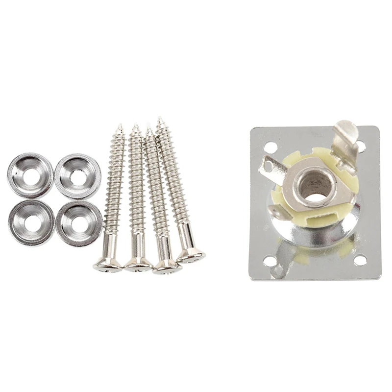 

Set Of 4 Guitar Bass Neck Joint Ferrule Bushing With Chrome Plate Space E-Output Socket For Electric Guitar