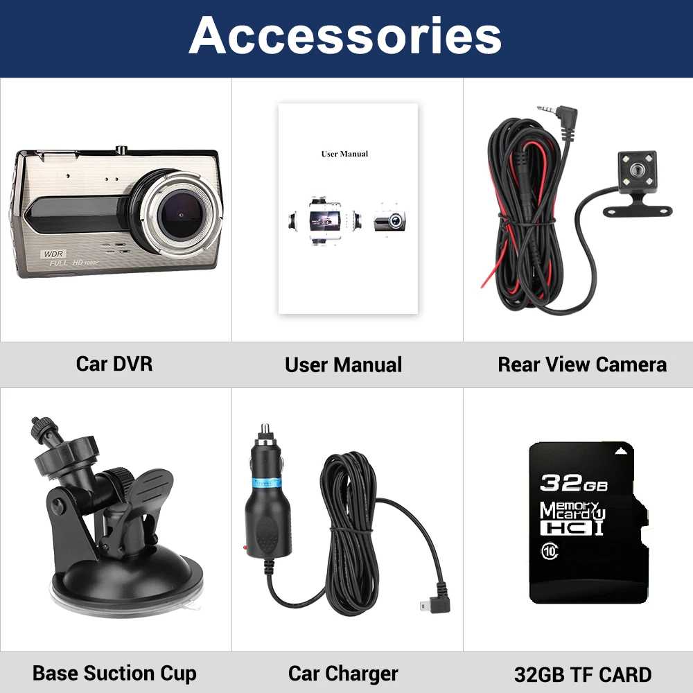 Carrmovil 1080P Full HD Night Vision Car DVR 4K Dual Dash Cam Rear View Camera Digital Registrator Recorder | Автомобили и