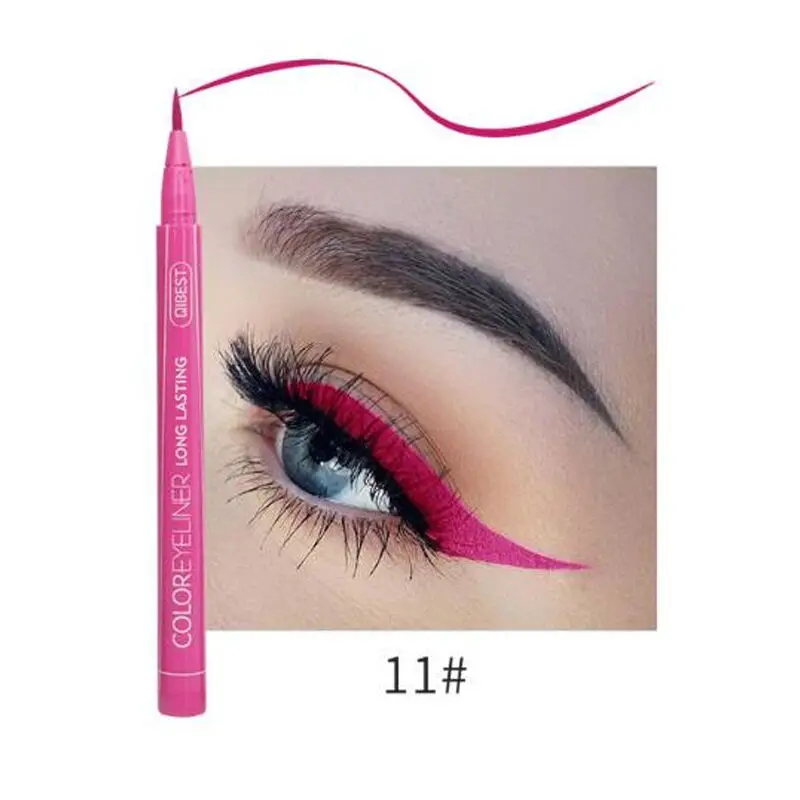 11 1Pcs Cat Eye Color Eyeliner Makeup Waterproof Neon Liquid Eye Liner Pencil Pen Make Up Comestics Long-lasting Black Makeup Tools - Цвет: 11