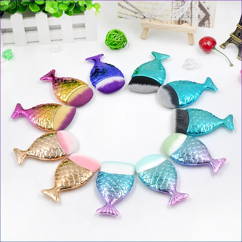 

Fish Tail Makeup Brushes Foundation Blush Bronzer Round Flat Oblique Head Gradient Make Up Brushes Cosmetic Beauty Make up Tool