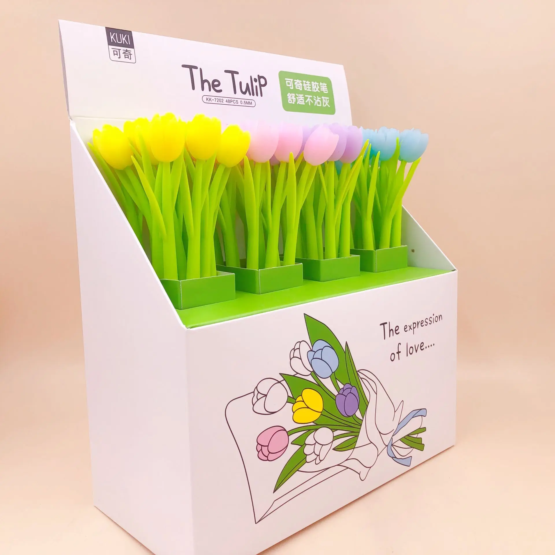 

48 pcs Gel Pens Tulip flower black colored gel-inkpens for writing Cute stationery office school supplies 0.5mm