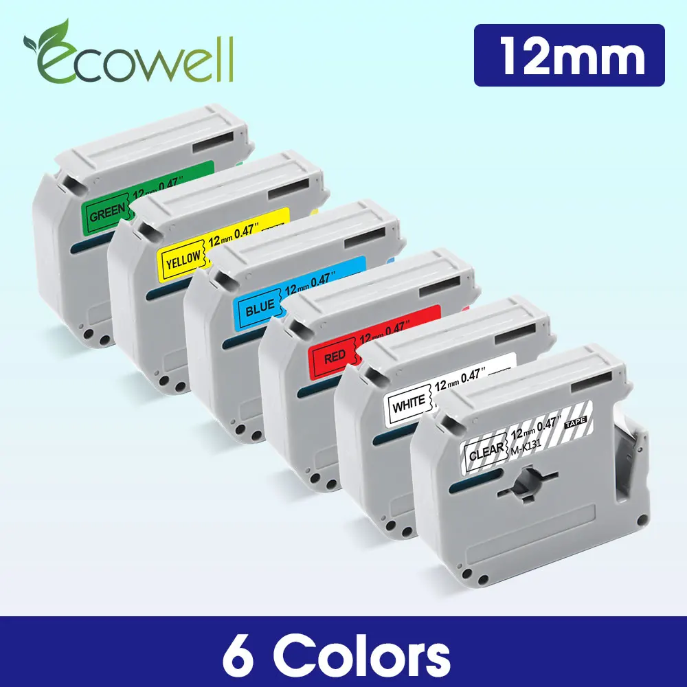 Ecowell 6PK 12 мм MK231 для Brother mk 231 m k231 131 431 631 731 запечатанных лент P Touch PT70 PT80 90|Ленты