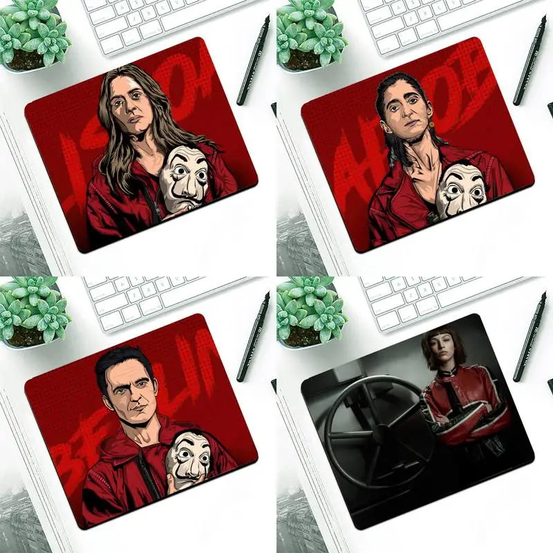 

YNDFCNB La casa de papel Office Mice Gamer Soft Mouse Pad Small Pads Rubber Mouse Mat MousePad Desk Gaming Mousepad Cup Mat