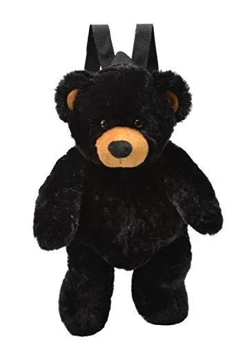 

Soft Plush Black Bear Backpack with Adjustable Straps Zippered Pocket