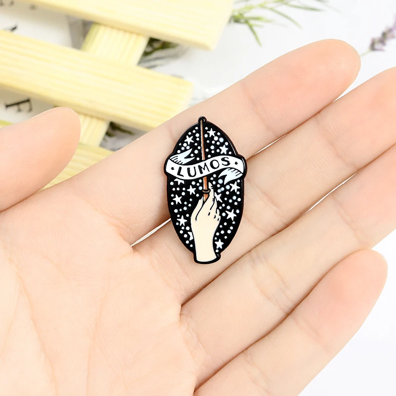 Black white colour Gothic badge jewelry ghost heart skull bat fist Camera hourglass Magic hand circular Enamel Brooch Lapel Pin | Украшения