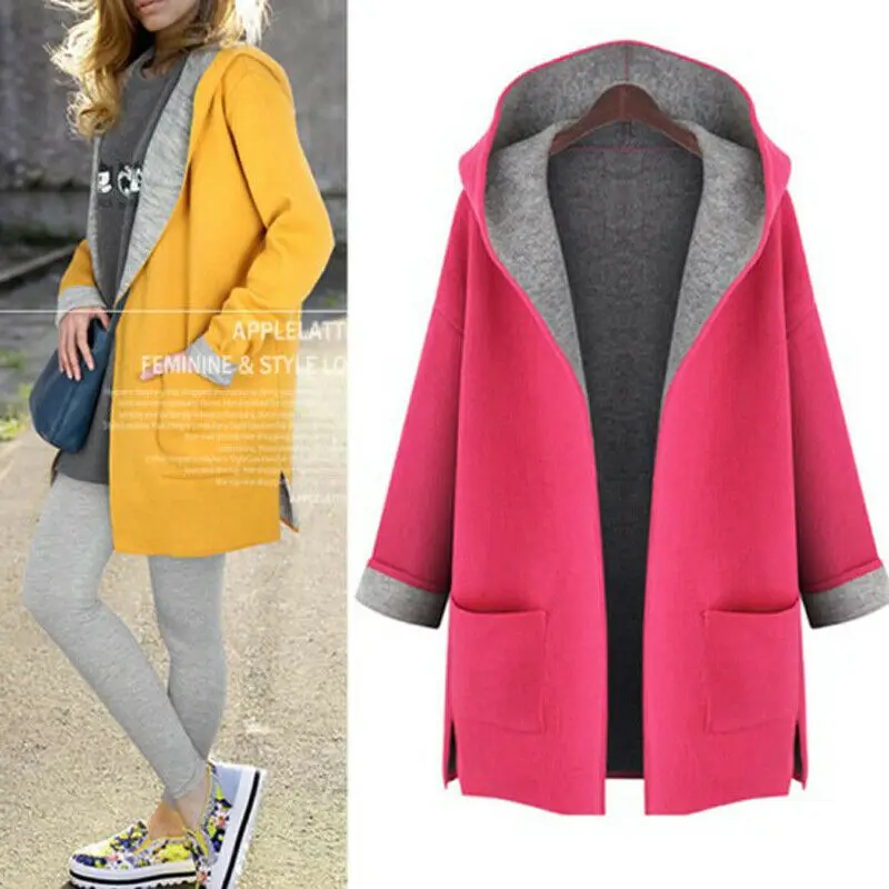 

Women Long Sleeve Hooded Jacket Jumper Cardigan Coat Casual Hoodie Plus Size