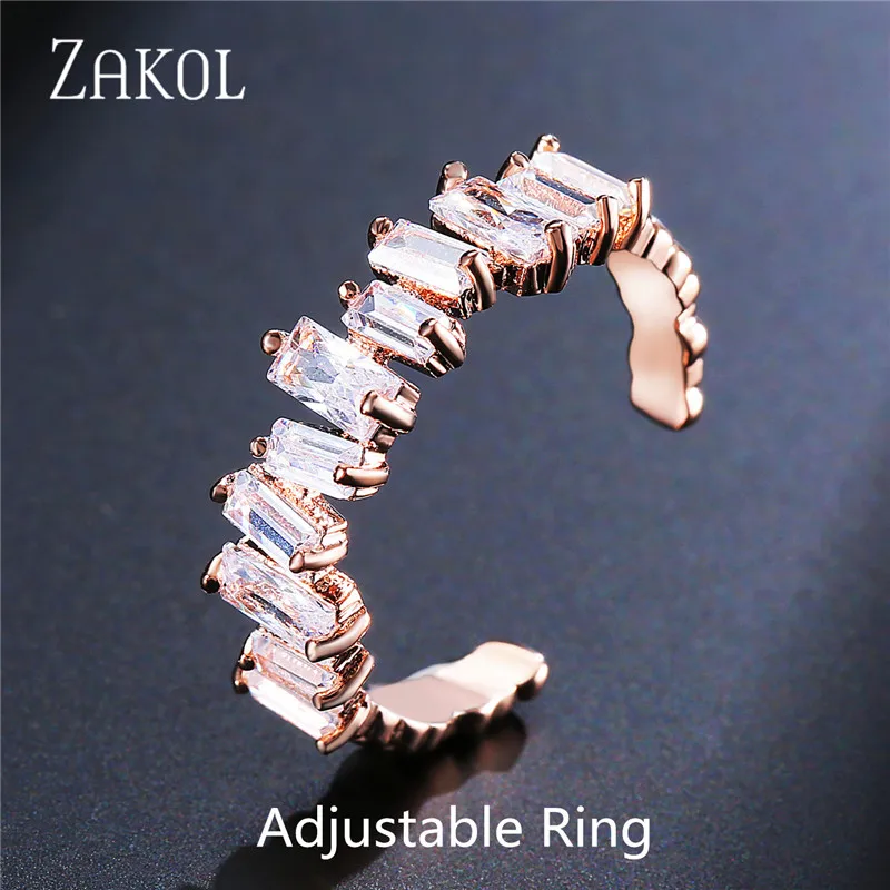 Rose Gold Ring Модные женские серьги-обруч с камнем из кубического циркония ZAKOL AAA, модные свадебные аксессуары FSEP2174 - Окраска металла: Rose Gold Ring