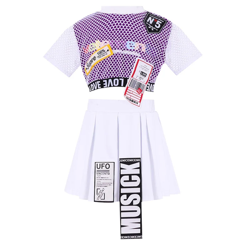 

Children'S Jazz Dance Dress Cheerleader Performance Skirt Girls Hip Hop Street Dance Handsome Dress Stage Clothes Suit DL4491