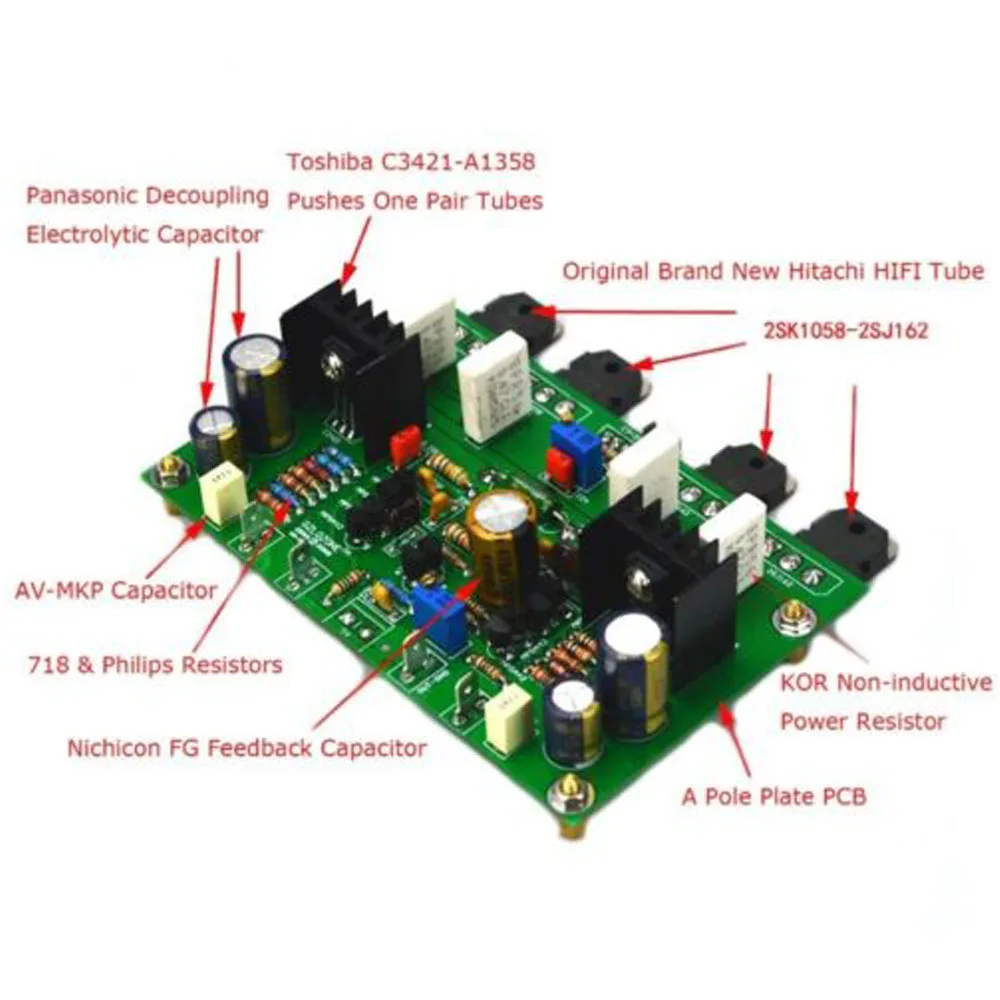 Одна пара 2SK1058-2SJ162 высокосмещенная Плата усилителя мощности класса AB После сцены