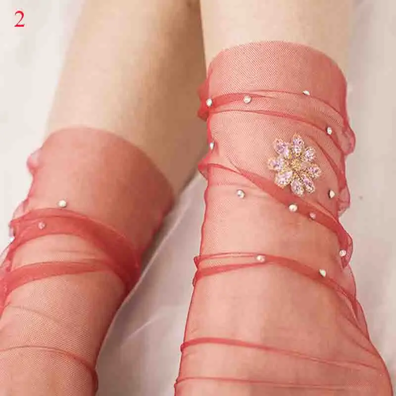 Женские сетчатые носки тонкие прозрачные с блестками Длинные забавные со