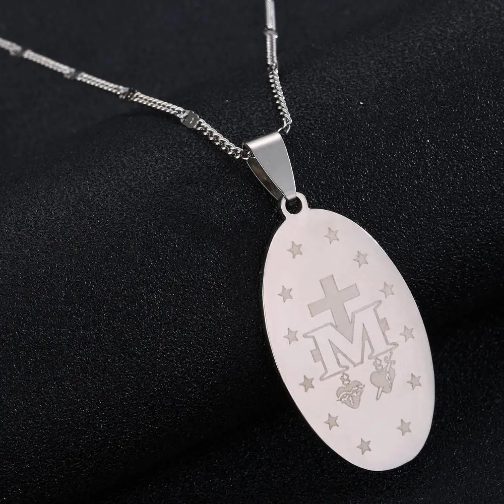 Медаль амулет Девы Марии из нержавеющей стали модный кулон ожерелье ювелирные