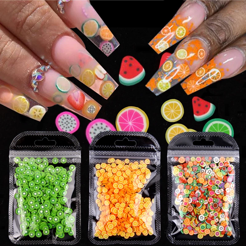 1000 шт./упак. Полимерная глина для творчества хлопья ногтей смешанные фрукты