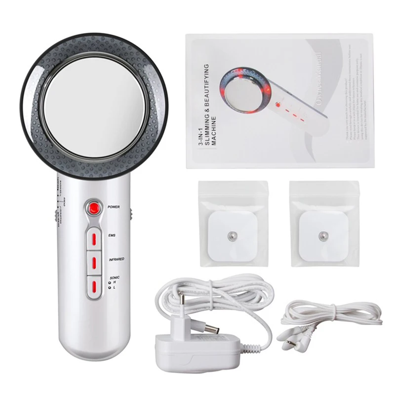 3 in 1 Ultrasound EMS Body Slimming Massager Fat Burner Cavitation Face Lifting Galvanic Infrared Weight Loss Beauty Machine | Красота и